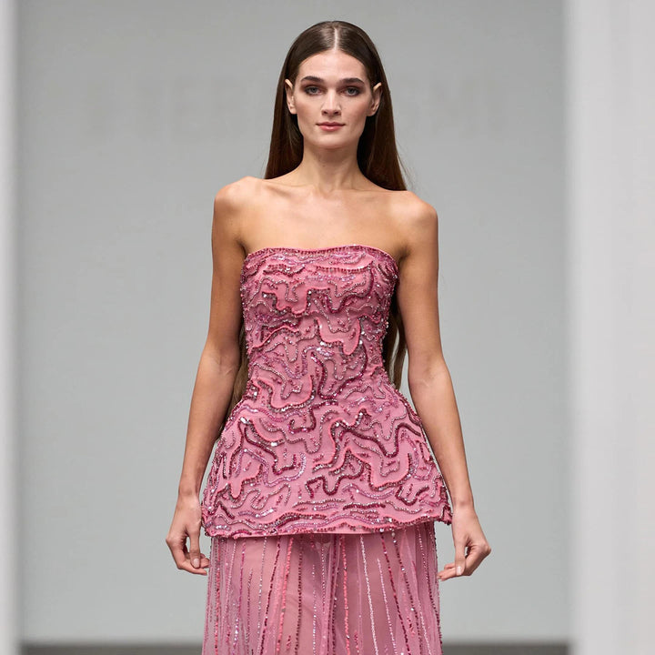 Luxury Two Piece Crystal Sequin Evening Dress SS218