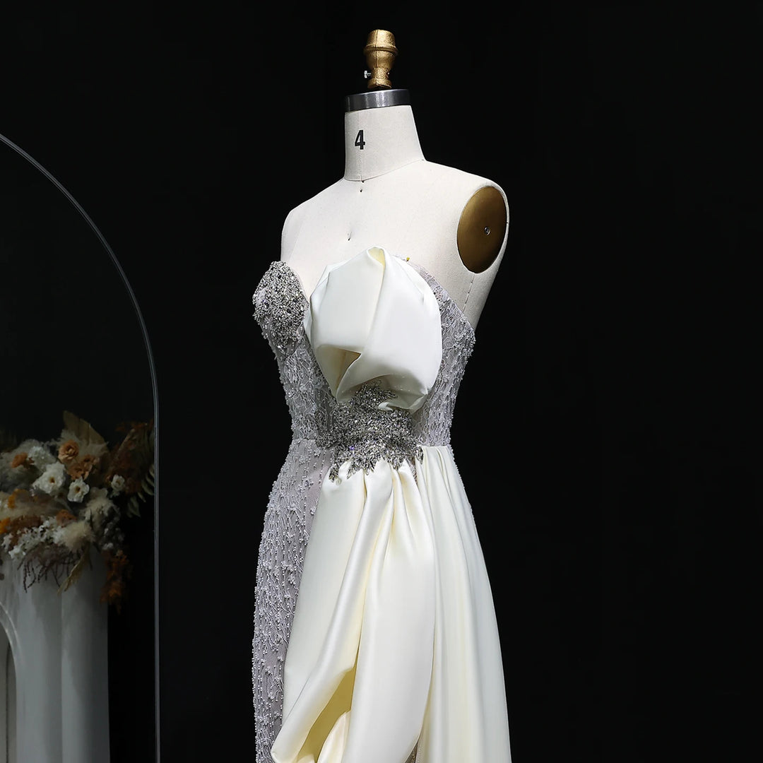 Elegant Overskirt Evening Dress with Sparkling Crystals SS617