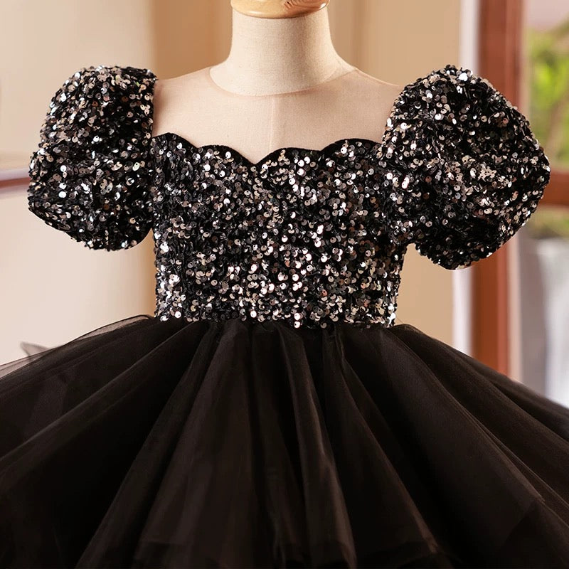 Black Baby Girl Dress Sequined for Pageant Birthday Party J701 Black Baby Girl Dress Sequined for Pageant Birthday Party J701