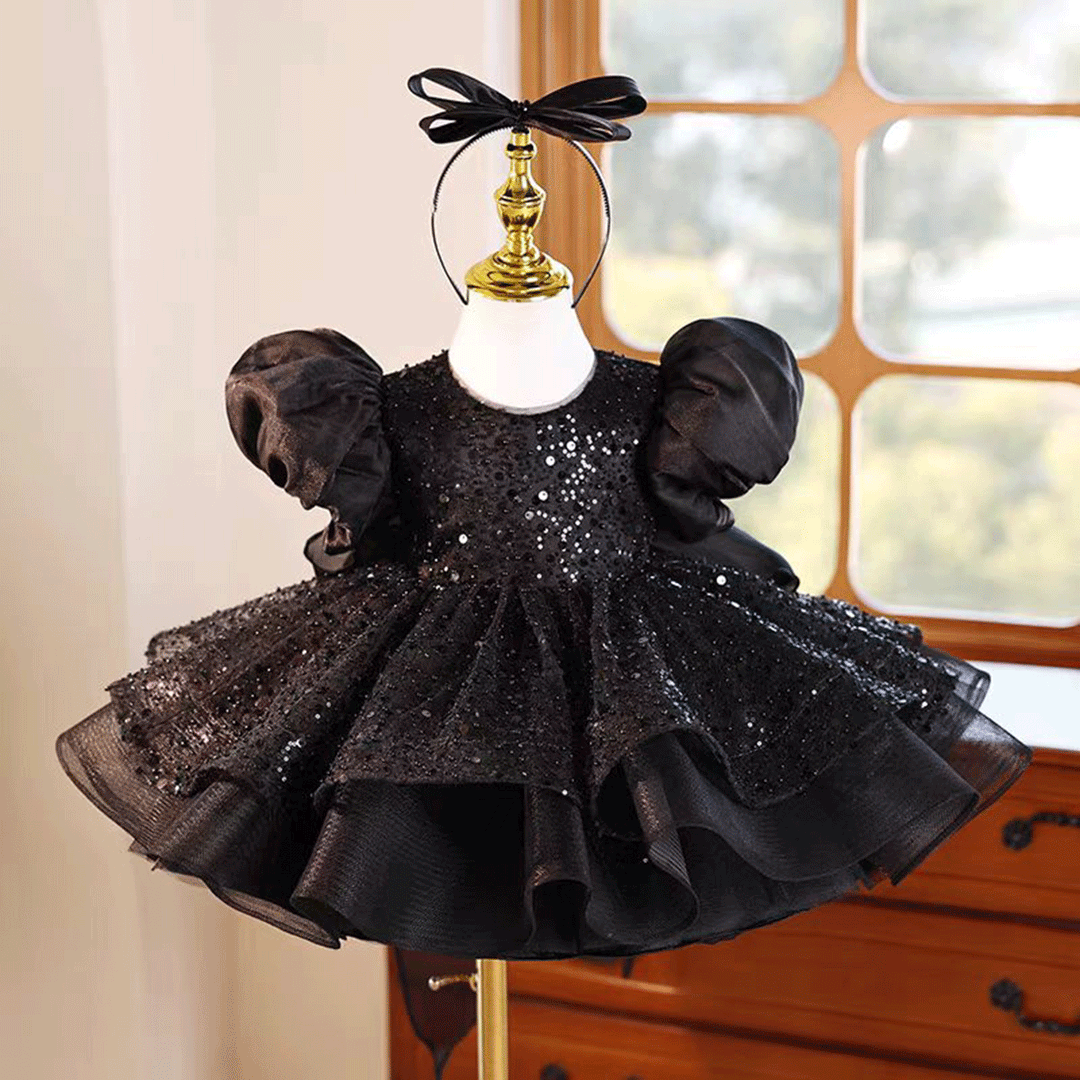 Black Flower Girl Dress Princess Kids 1st Birthday J459 Black / child-12 Black Flower Girl Dress Princess Kids 1st Birthday J459 Black / child-12