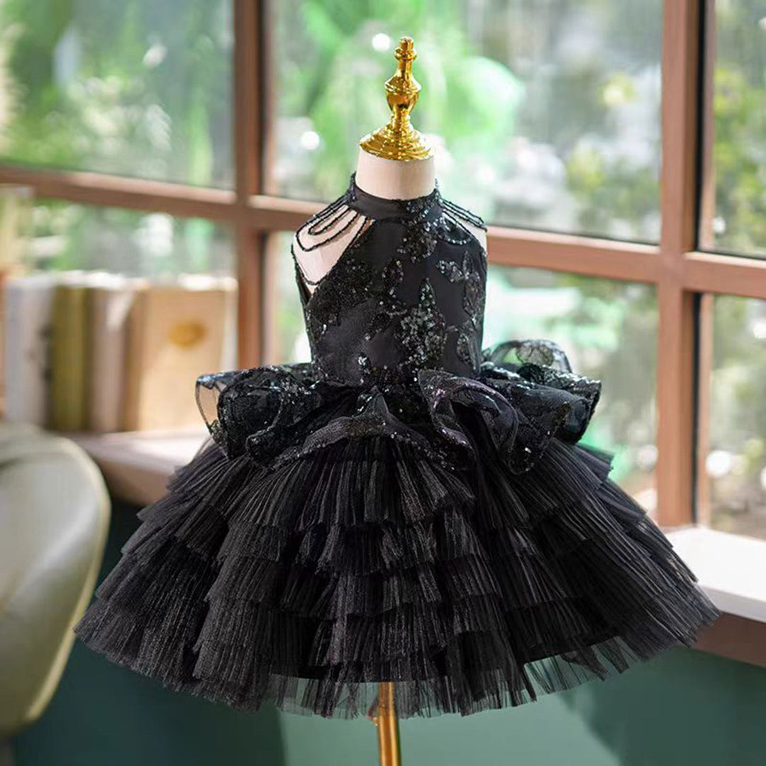 Black Girl Dress For Kids 1st Birthday Party Holiday Gown J451 Black / Child-4 Black Girl Dress For Kids 1st Birthday Party Holiday Gown J451 Black / Child-4