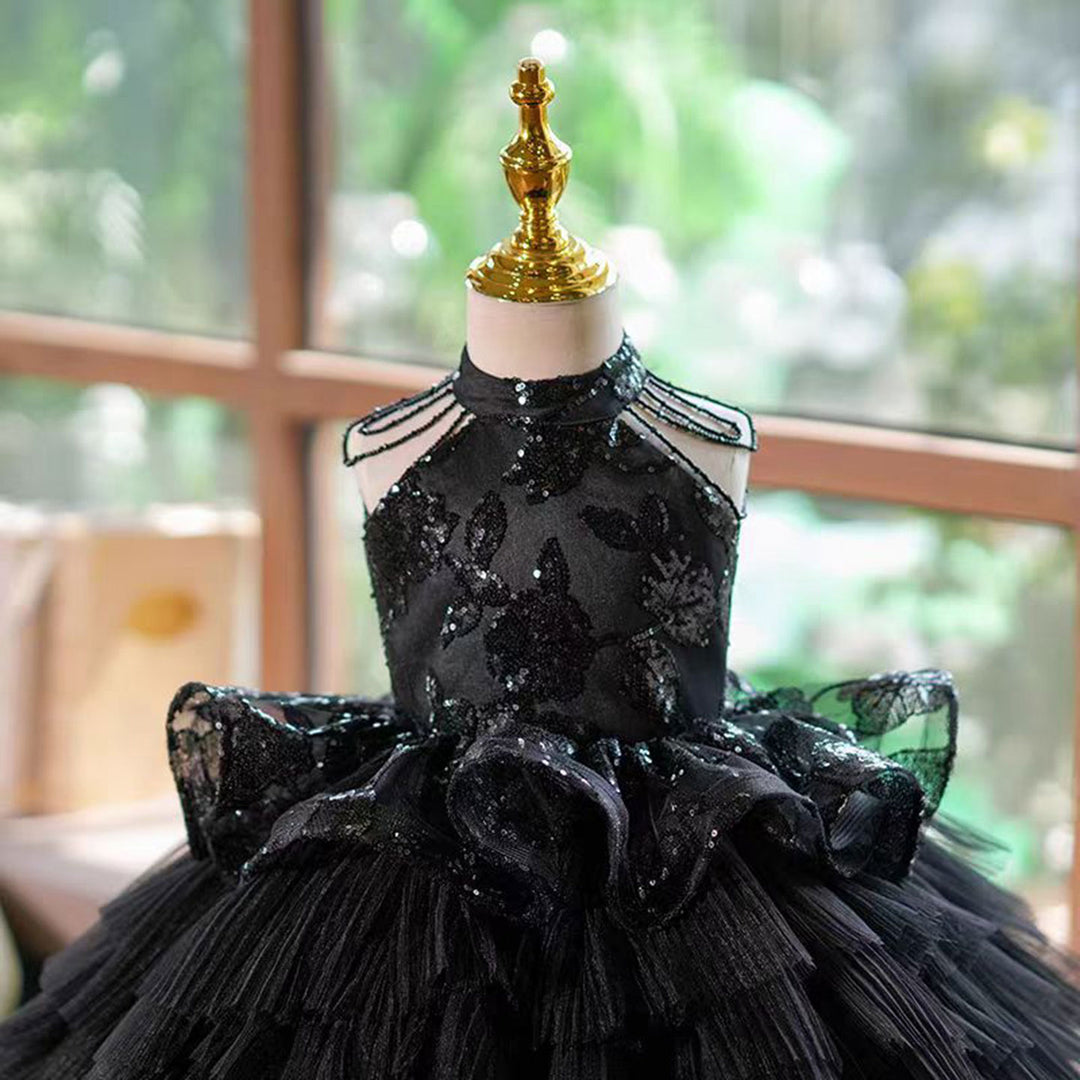 Black Girl Dress For Kids 1st Birthday Party Holiday Gown J451 Black / Child-12 Black Girl Dress For Kids 1st Birthday Party Holiday Gown J451 Black / Child-12