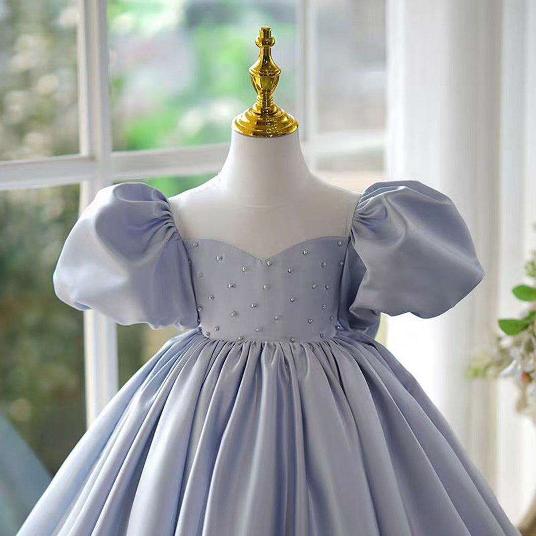 Blue Girl Dress Pearls Kids 1st Toddler Birthday Party Holiday Prom Gown J766 Blue / child-10 Blue Girl Dress Pearls Kids 1st Toddler Birthday Party Holiday Prom Gown J766 Blue / child-10