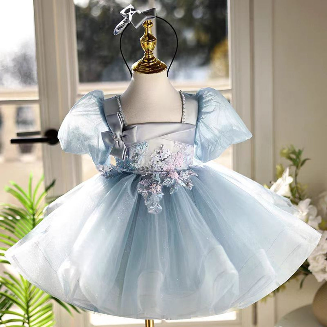 Blue Girl Dress Wedding Birthday Party Holiday Celebration J761 Blue / child-2 Blue Girl Dress Wedding Birthday Party Holiday Celebration J761 Blue / child-2
