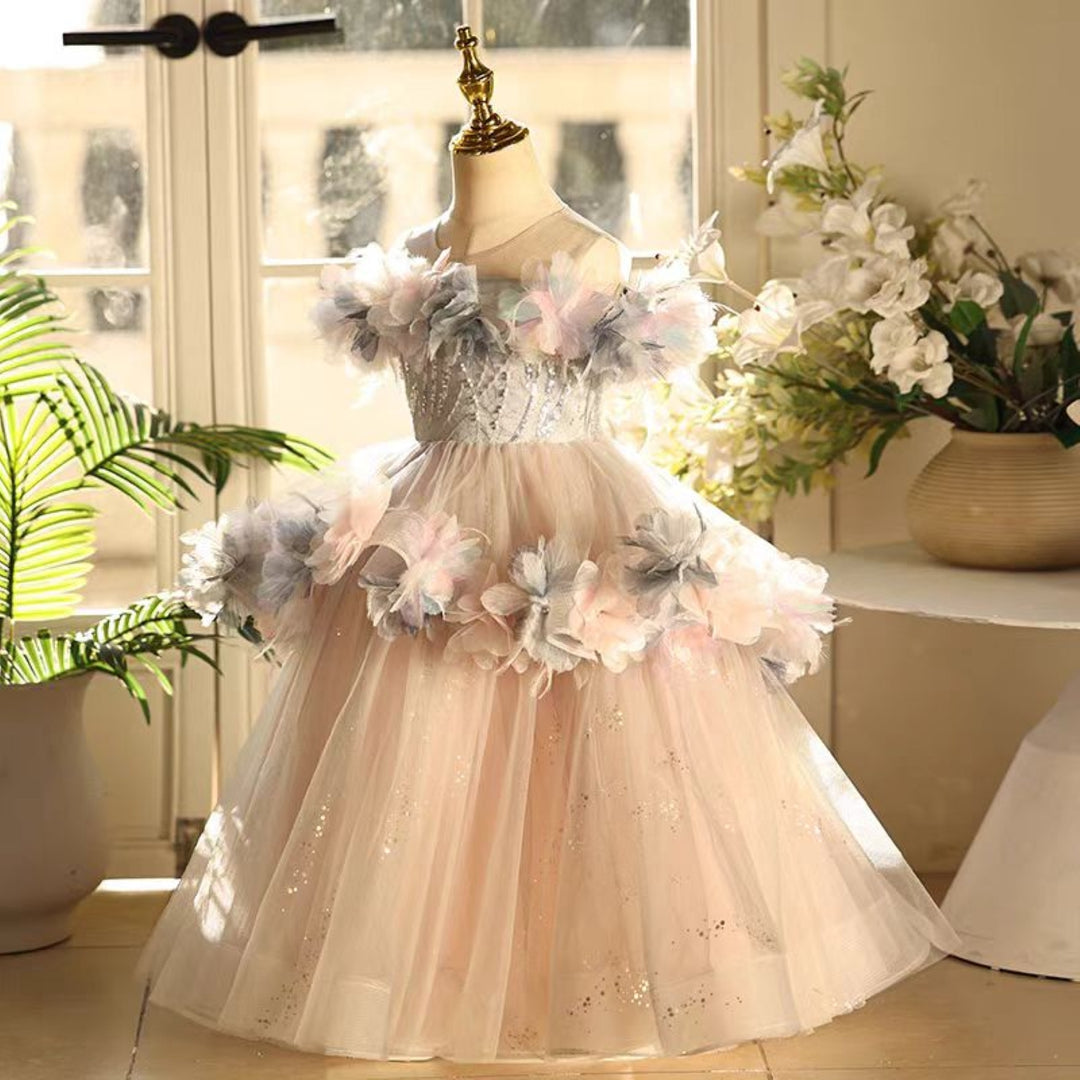 Champagne Flower Girl Dress Kids Birthday Party Holiday J755 Champagne / Child-10 Champagne Flower Girl Dress Kids Birthday Party Holiday J755 Champagne / Child-10