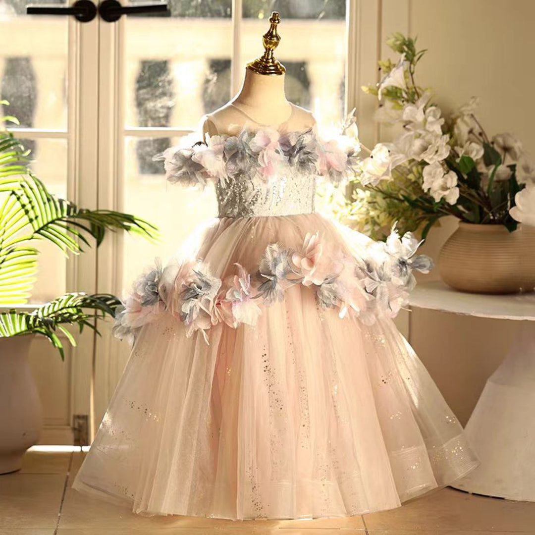 Champagne Flower Girl Dress Kids Birthday Party Holiday J755 Champagne / child-4 Champagne Flower Girl Dress Kids Birthday Party Holiday J755 Champagne / child-4