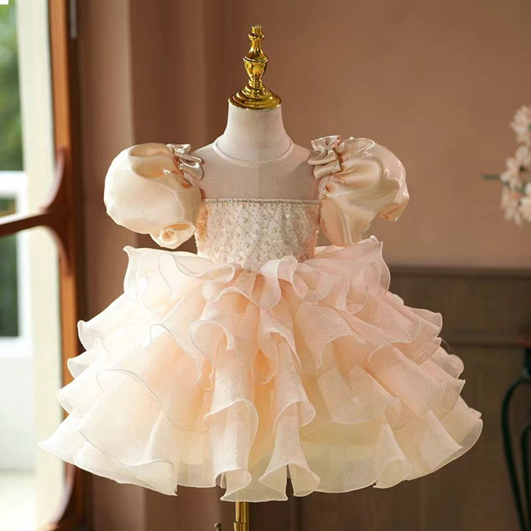 Champagne Girl Dress Kids Wedding Birthday Party Holiday J740 Champagne / child-2 Champagne Girl Dress Kids Wedding Birthday Party Holiday J740 Champagne / child-2