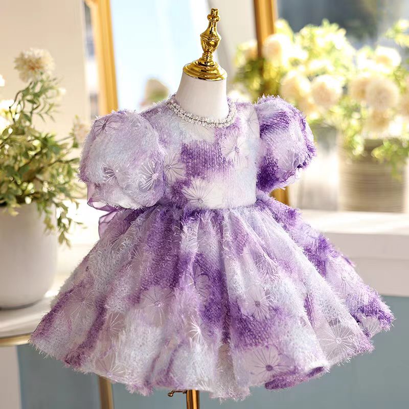 Elegant Girl Dress Embroidered Birthday Holiday Party Gown J468 Purple / child-10 Elegant Girl Dress Embroidered Birthday Holiday Party Gown J468 Purple / child-10