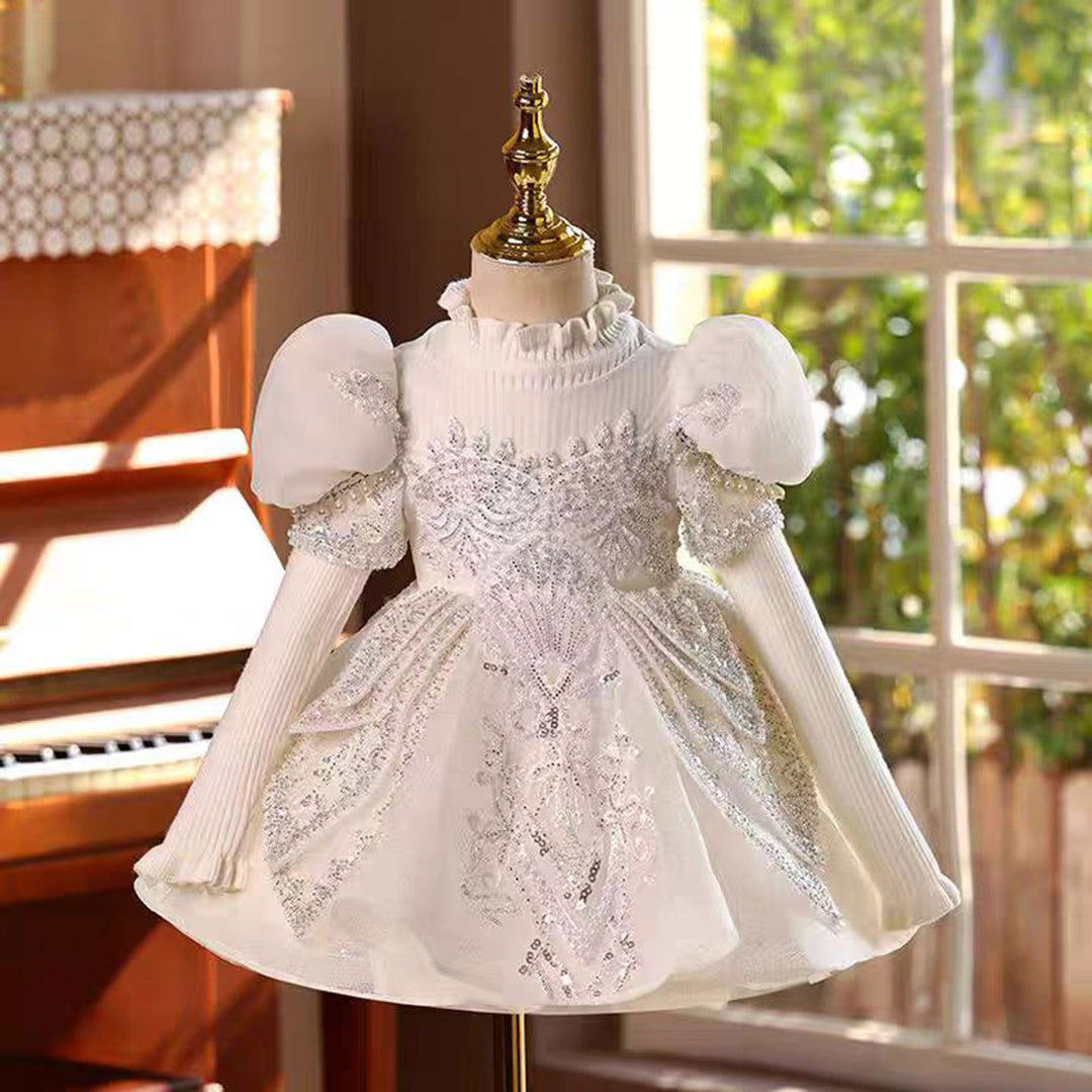 Elegant White Girl Princess Dress Tulle For Kids 1st Birthday J784 DreamyVow Elegant White Girl Princess Dress Tulle For Kids 1st Birthday J784 DreamyVow