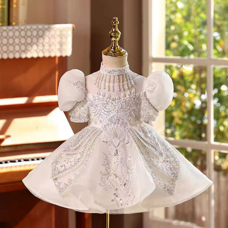 1st birthday princess dress Elegant White Girl Tulle For Kids J784 – DreamyVow blue maternity dress for Size:Size 8 Blush Girl Dress pattern_slit