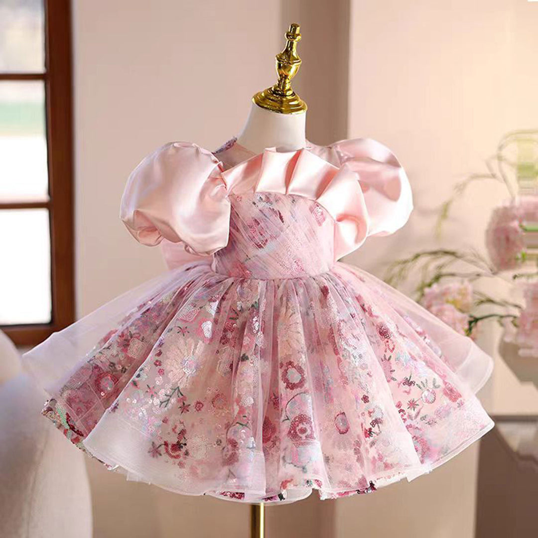 Floral Pink Girl Dress Tulle Princess Toddler Kids 1st Birthday Party DreamyVow Floral Pink Girl Dress Tulle Princess Toddler Kids 1st Birthday Party DreamyVow