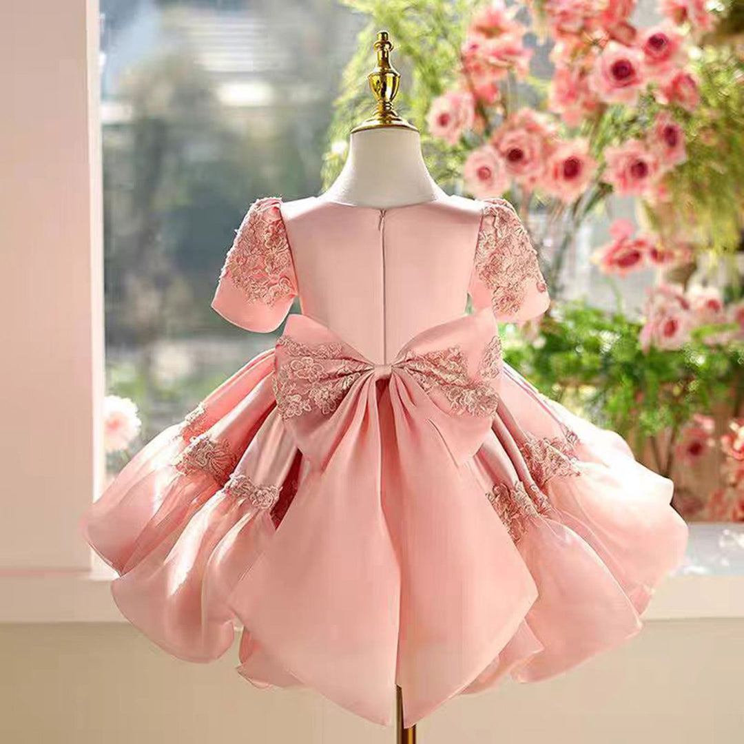 Girl Dress Embroidered for Kids Wedding Birthday Gown J455 White / child-3