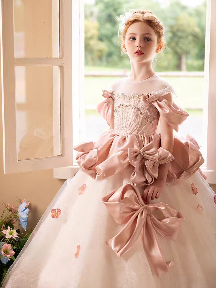 Pink Dress Party Dress For Year Girl Light Pink 7-8 Y Pink Dress Party Dress For Year Girl Light Pink 7-8 Y