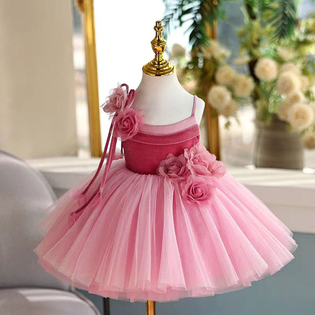 Pink Girl Dress Spaghetti Straps Toddler Kids 1st Birthday Gown J447 Pink / child-6 Pink Girl Dress Spaghetti Straps Toddler Kids 1st Birthday Gown J447 Pink / child-6