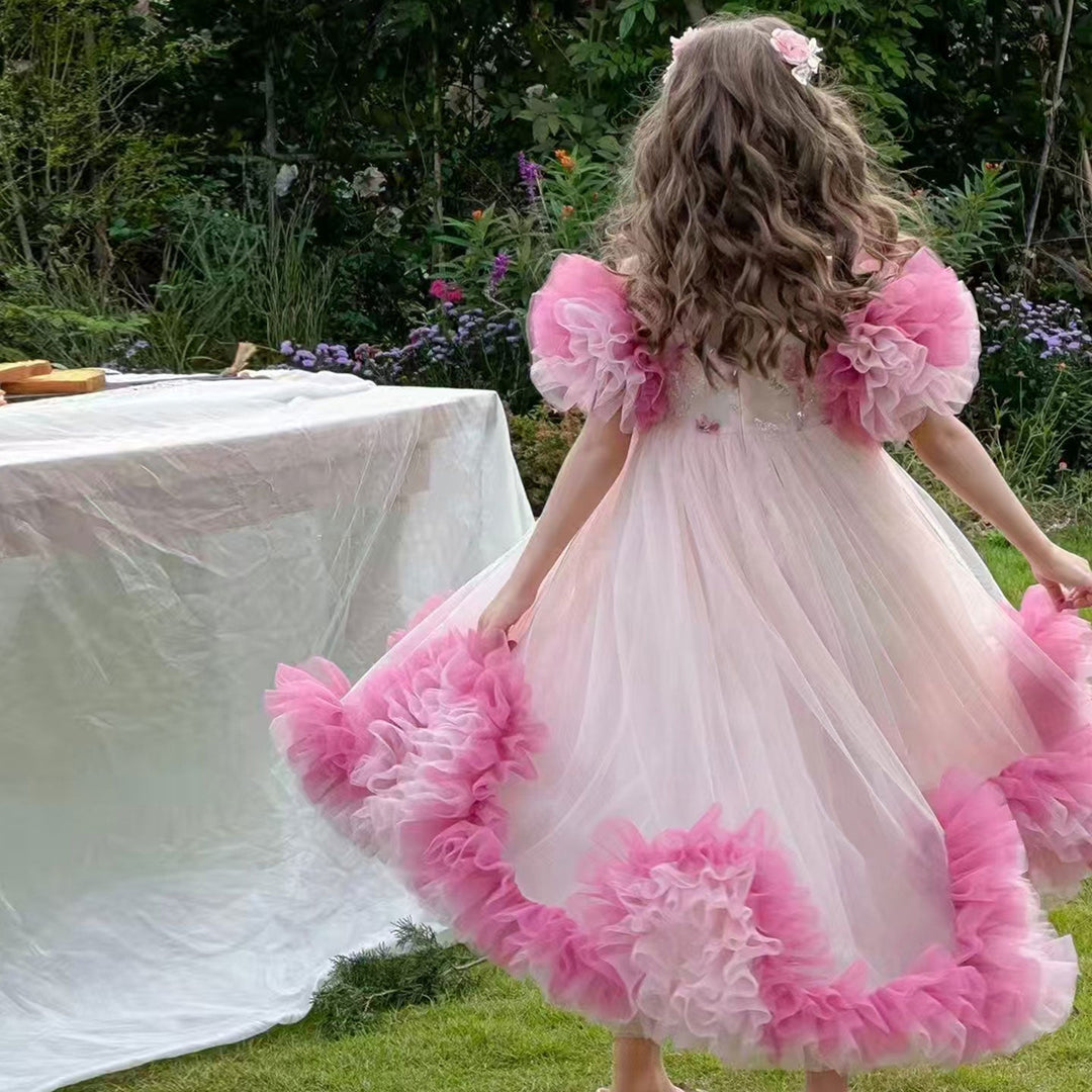 Pink Girl Princess Dress for kids Birthday Party J141 Pink Girl Princess Dress for kids Birthday Party J141