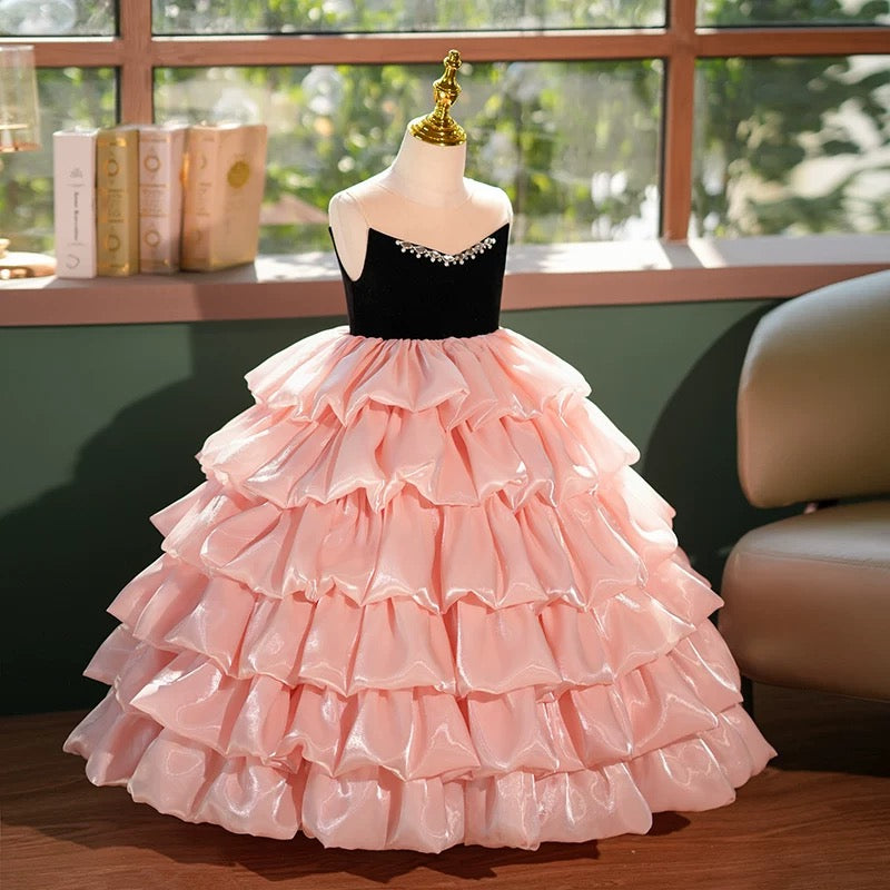 pink princess pageant dresses Hot Pink Girl Pageant Dress Teens Heavy Bead Organza Little Kid Princess Birthday Formal Party Gown Toddler Preteens Tiny Young Junior Miss