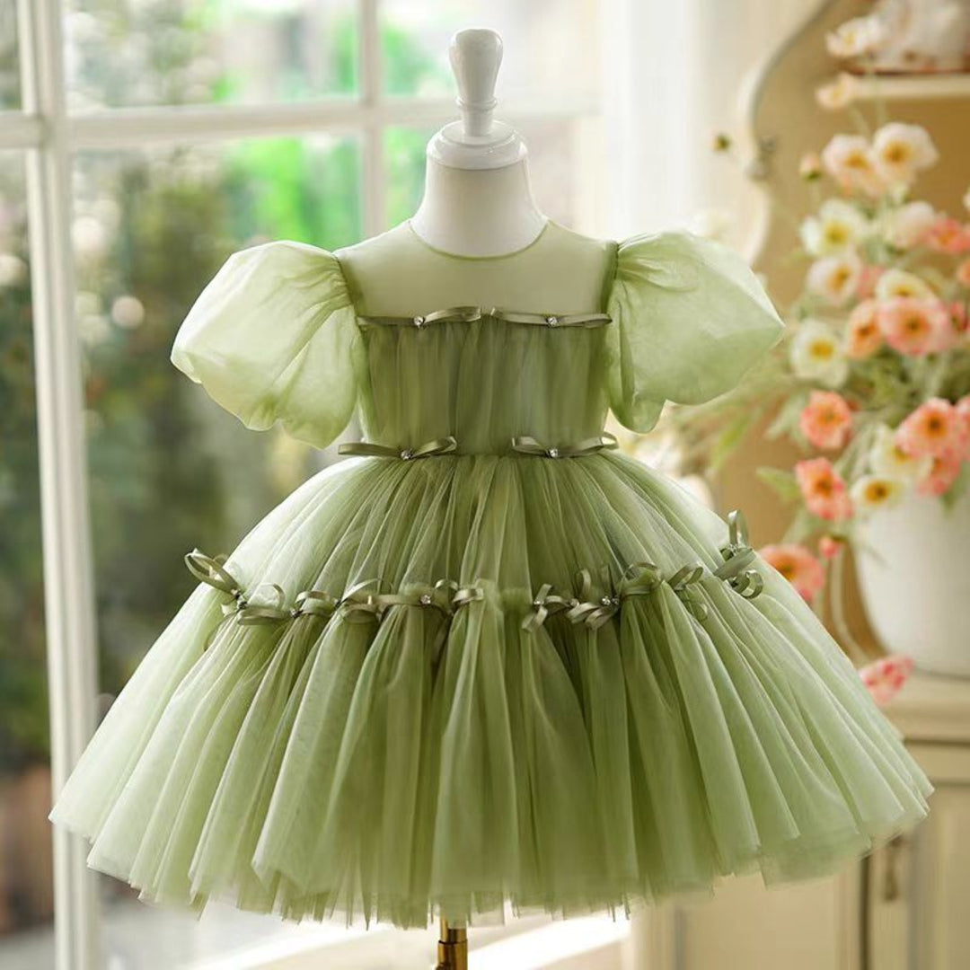 Sage Green Girl Dress 1st Toddler Wedding Birthday Holiday J750 White / child-2 Sage Green Girl Dress 1st Toddler Wedding Birthday Holiday J750 White / child-2