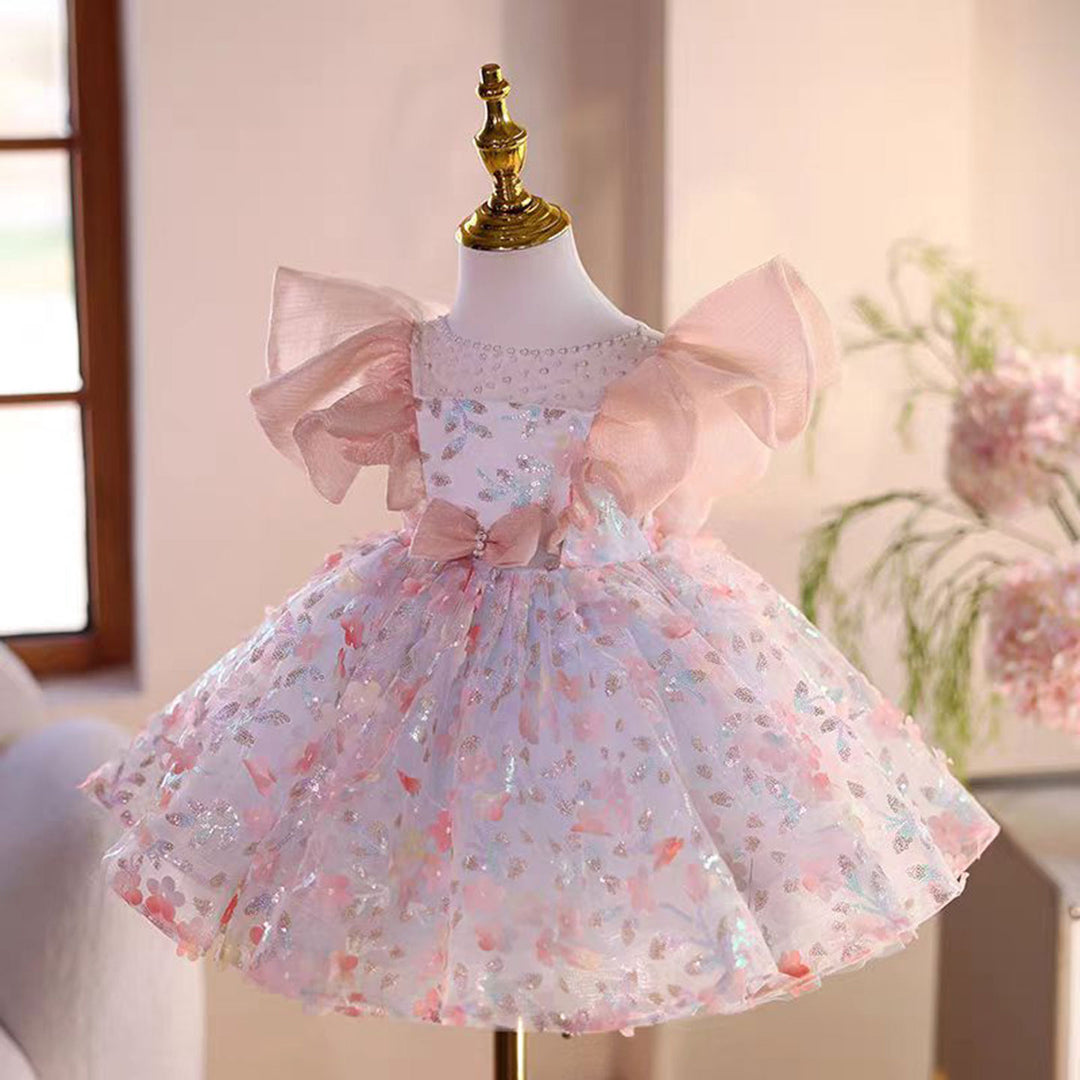 Saprkly Pink Flower Girl Dress For Princess Kids 1st Birthday Party J473 Pink / Child-8 Saprkly Pink Flower Girl Dress For Princess Kids 1st Birthday Party J473 Pink / Child-8