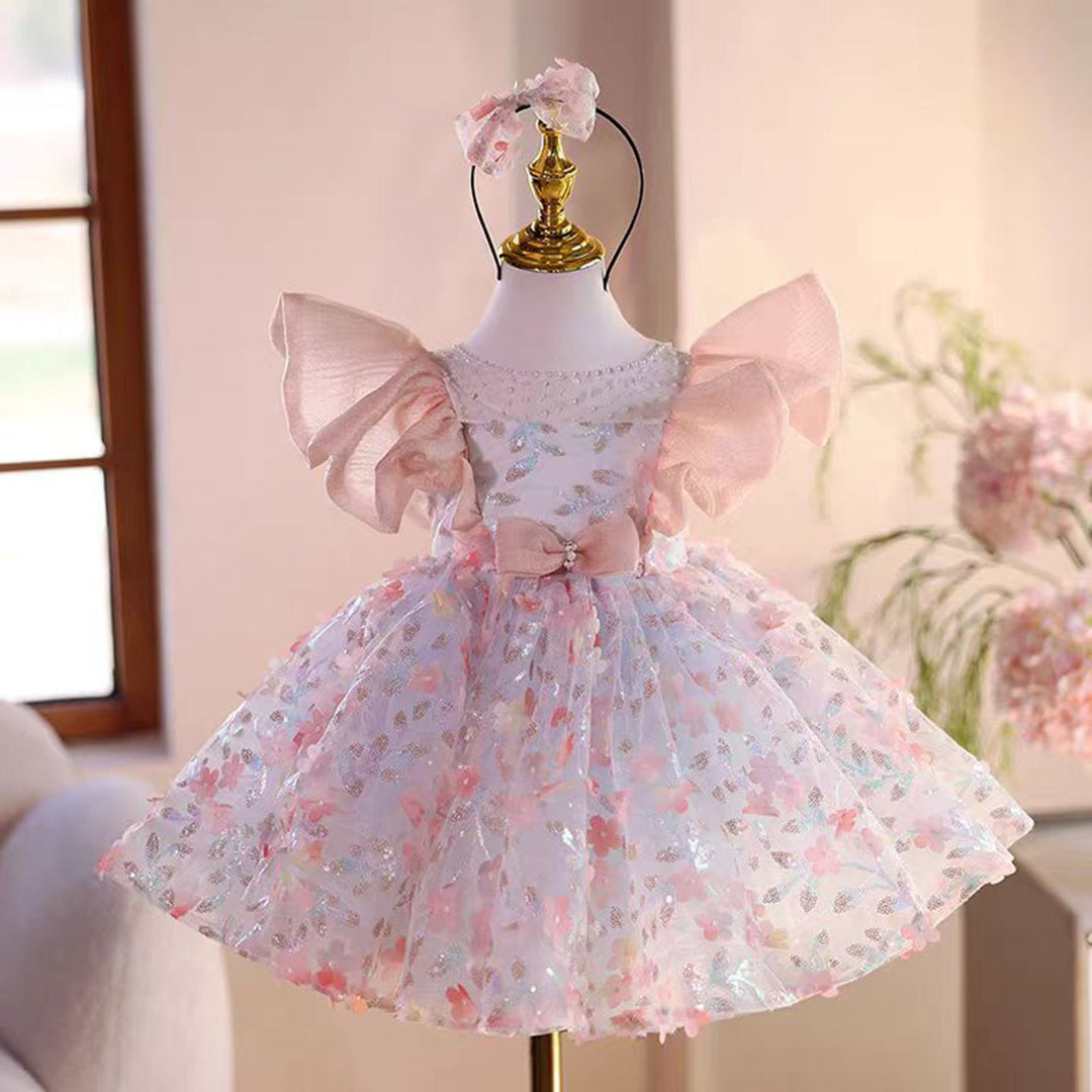 Saprkly Pink Flower Girl Dress for Princess Kids 1st Birthday Party J473 Pink / child-8 Saprkly Pink Flower Girl Dress for Princess Kids 1st Birthday Party J473 Pink / child-8