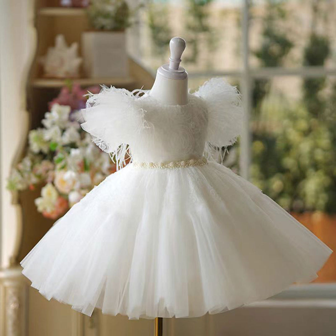 Flower Girl White Fairy Dress For Girl Pink Fairy Dress White And Gold Dress For Kids Baby Girl Formal Feather Dress Girl White Flower Girl White Fairy Dress For Girl Pink Fairy Dress White And Gold Dress For Kids Baby Girl Formal Feather Dress Girl White