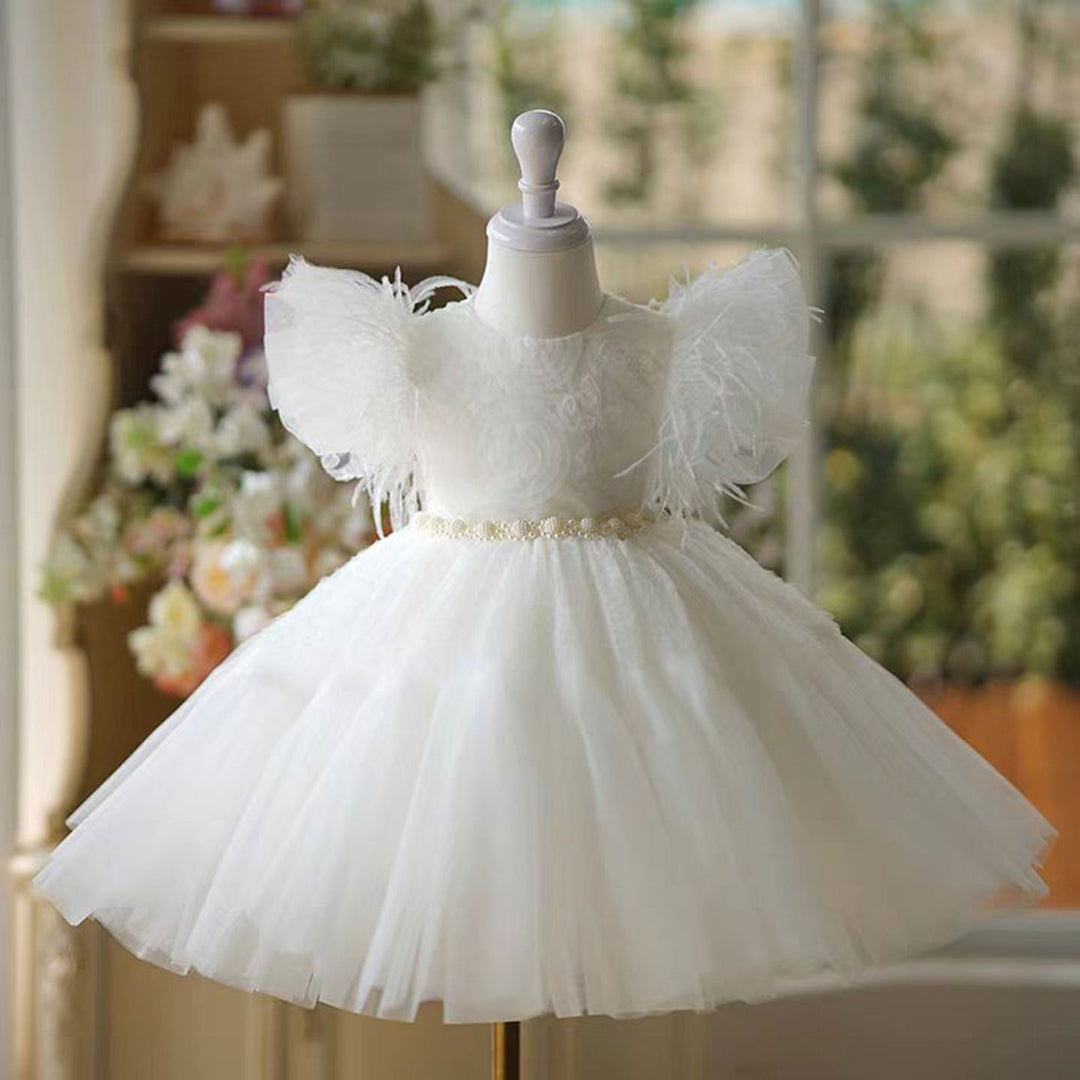 White Girl Dress Kids Wedding Birthday Holiday Party Gown J450 White / child-8 White Girl Dress Kids Wedding Birthday Holiday Party Gown J450 White / child-8