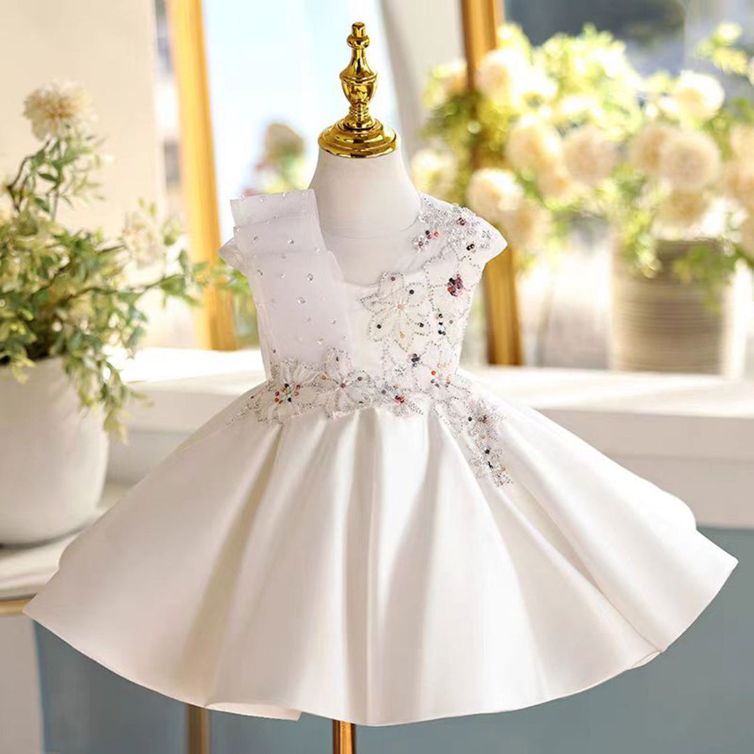 White Girl Dress for Kids 1st Toddler Birthday Party Gown J462 White Girl Dress for Kids 1st Toddler Birthday Party Gown J462