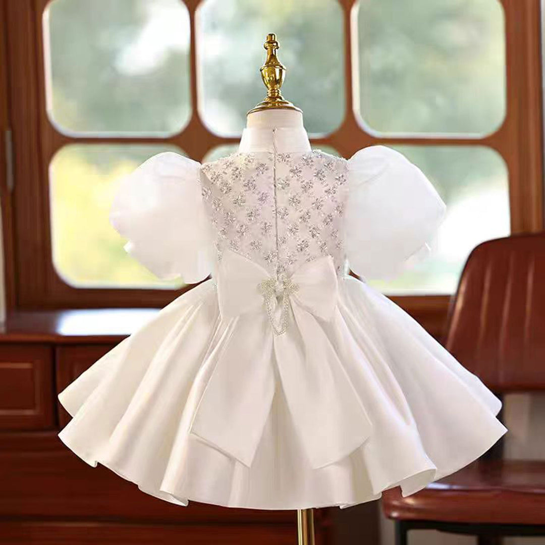 White Girl Puffy Dress Princess for Kids 1st Birthday Party First Communion J777 White / child-14 White Girl Puffy Dress Princess for Kids 1st Birthday Party First Communion J777 White / child-14