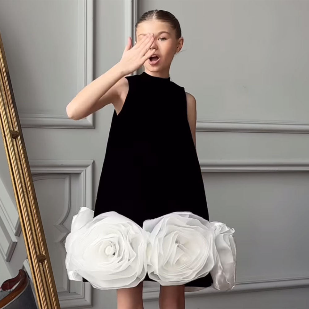 Elegant Arabic White Black Girl Dress Handmade Flowers Dubai Baby Kids Princess Birthday Wedding Party GownJ180 White And Black / child-12 Elegant Arabic White Black Girl Dress Handmade Flowers Dubai Baby Kids Princess Birthday Wedding Party GownJ180 White And Black / child-12