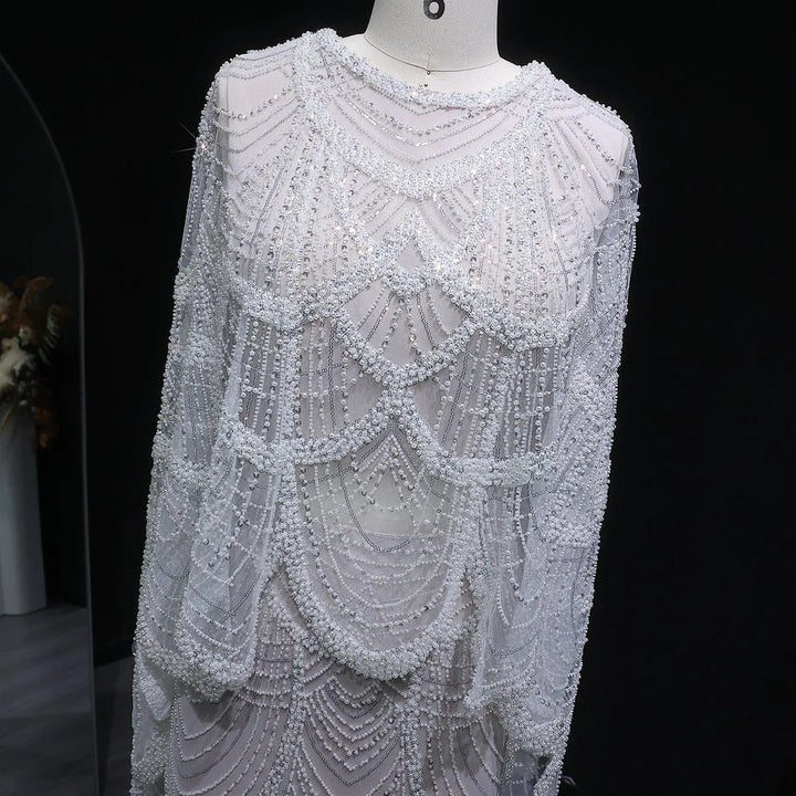 Luxury Beaded Nude Two Pieces Evening Dress SS646