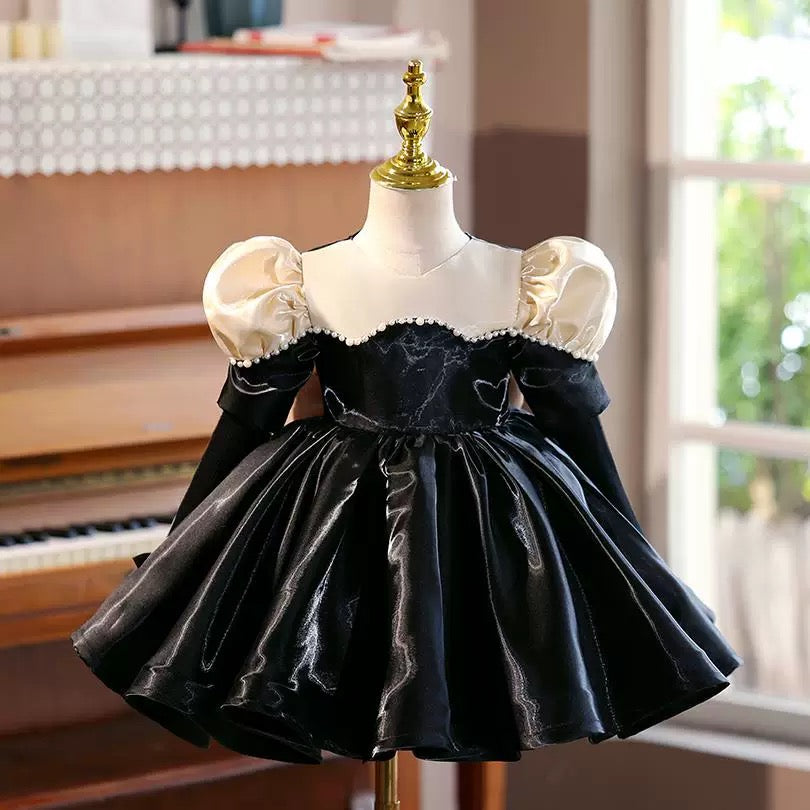 Black Girl Princess Dress Knee Length for 1st Birthday J407 Black / child-4 Black Girl Princess Dress Knee Length for 1st Birthday J407 Black / child-4
