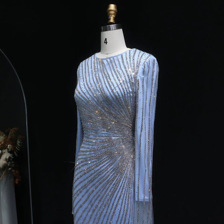 Luxury Long Sleeve Evening Dress with Swirl Beading SS113