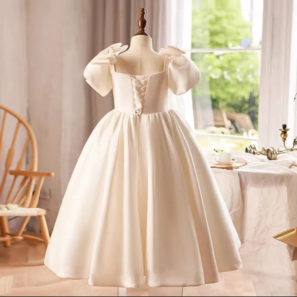 Elegant Arabic White Flower Girl Dress Satin Princess Kids Wedding Birthday Party Prom Gown Holy Communion 2024 J240 Off White / child-8 Elegant Arabic White Flower Girl Dress Satin Princess Kids Wedding Birthday Party Prom Gown Holy Communion 2024 J240 Off White / child-8