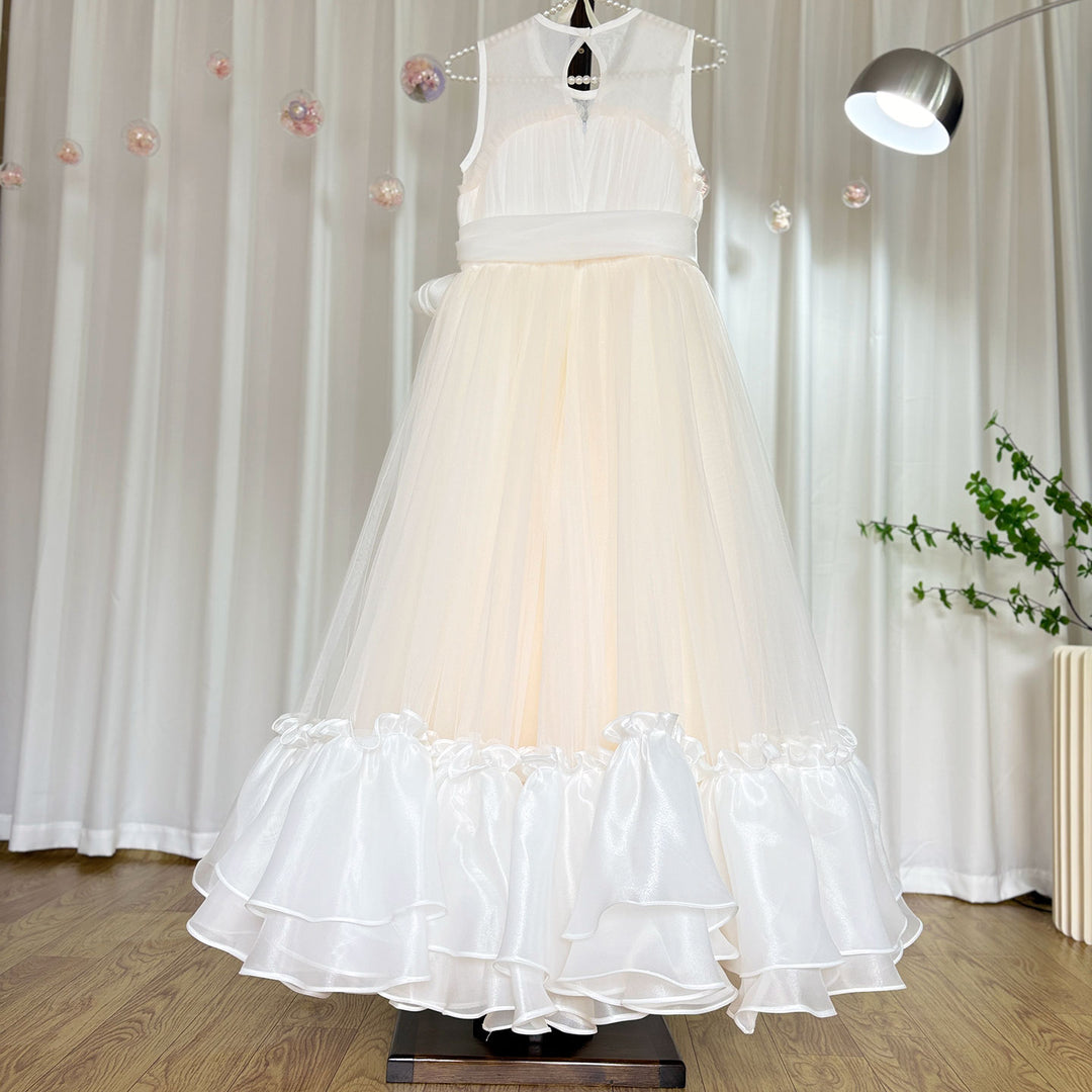 beige girls dress Beige So Luxury Baby Girl Birthday Gown, Kids Baby Girl Beige Pageant Dress, Kids Beige So Puffy Wedding Dress