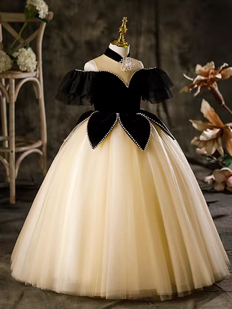 Elegant Black Off-Shoulder Princess Ball Gown Dress J115 Black / child-14 Elegant Black Off-Shoulder Princess Ball Gown Dress J115 Black / child-14