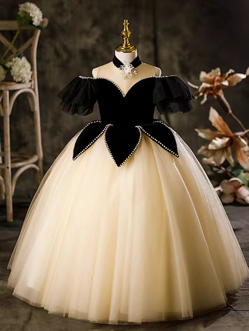 Elegant Black Off-Shoulder Princess Ball Gown Dress J115 Black / child-14 Elegant Black Off-Shoulder Princess Ball Gown Dress J115 Black / child-14