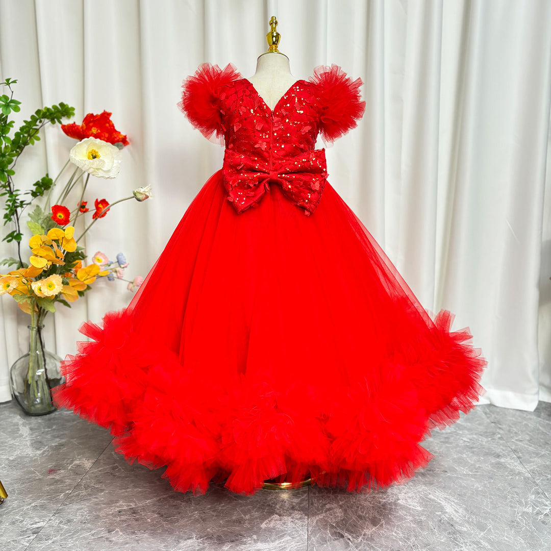Elegant Flower Girl Dress Gold Kids for Birthday Wedding Party J069 White / child-8 Elegant Flower Girl Dress Gold Kids for Birthday Wedding Party J069 White / child-8