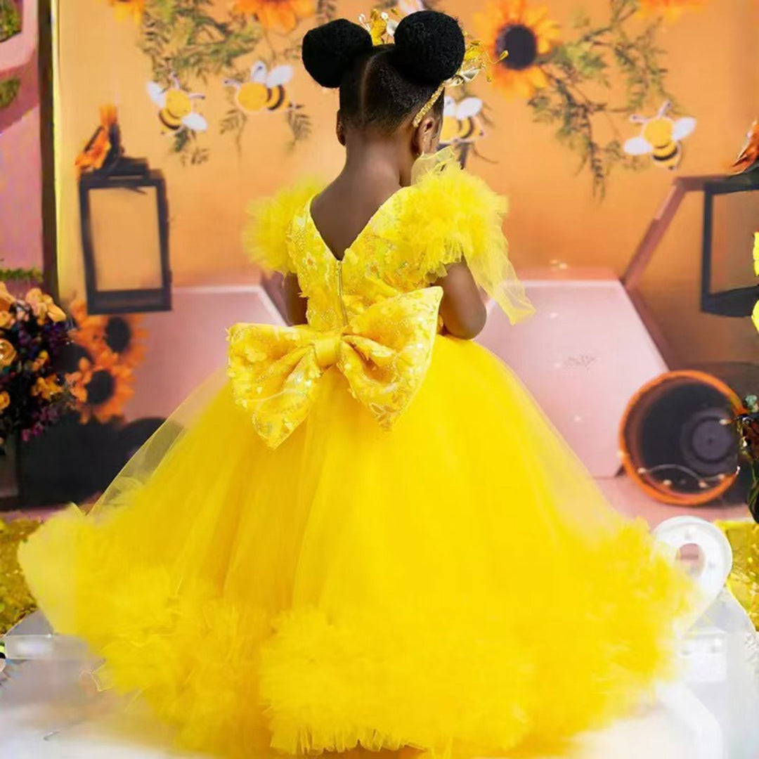 Elegant Flower Girl Dress Gold Kids for Birthday Wedding Party J069 White / child-8 Elegant Flower Girl Dress Gold Kids for Birthday Wedding Party J069 White / child-8