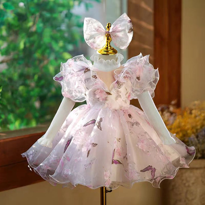 Elegant Pink Colorful 1st Birthday Girl Dress J218 Pink A / child-2 Elegant Pink Colorful 1st Birthday Girl Dress J218 Pink A / child-2