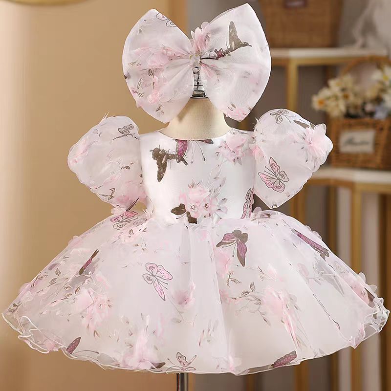Elegant Pink Colorful 1st Birthday Girl Dress J218 Pink A / child-2 Elegant Pink Colorful 1st Birthday Girl Dress J218 Pink A / child-2