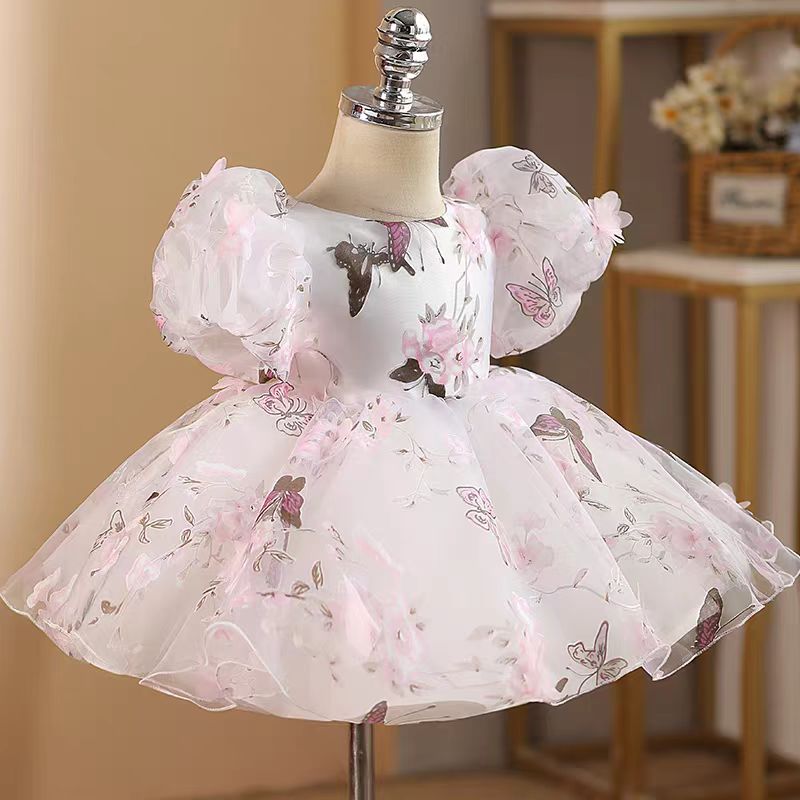 Elegant Pink Colorful 1st Birthday Girl Dress J218 Pink A / child-2 Elegant Pink Colorful 1st Birthday Girl Dress J218 Pink A / child-2