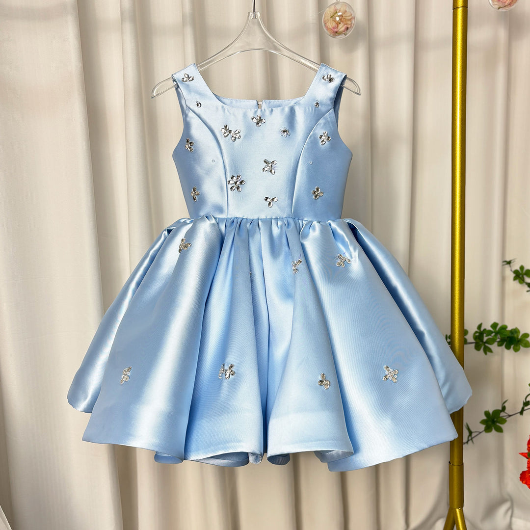 Elegant Pink Satin Girl Dresses Square Collar for Kids Party Gown J145 DreamyVow Elegant Pink Satin Girl Dresses Square Collar for Kids Party Gown J145 DreamyVow