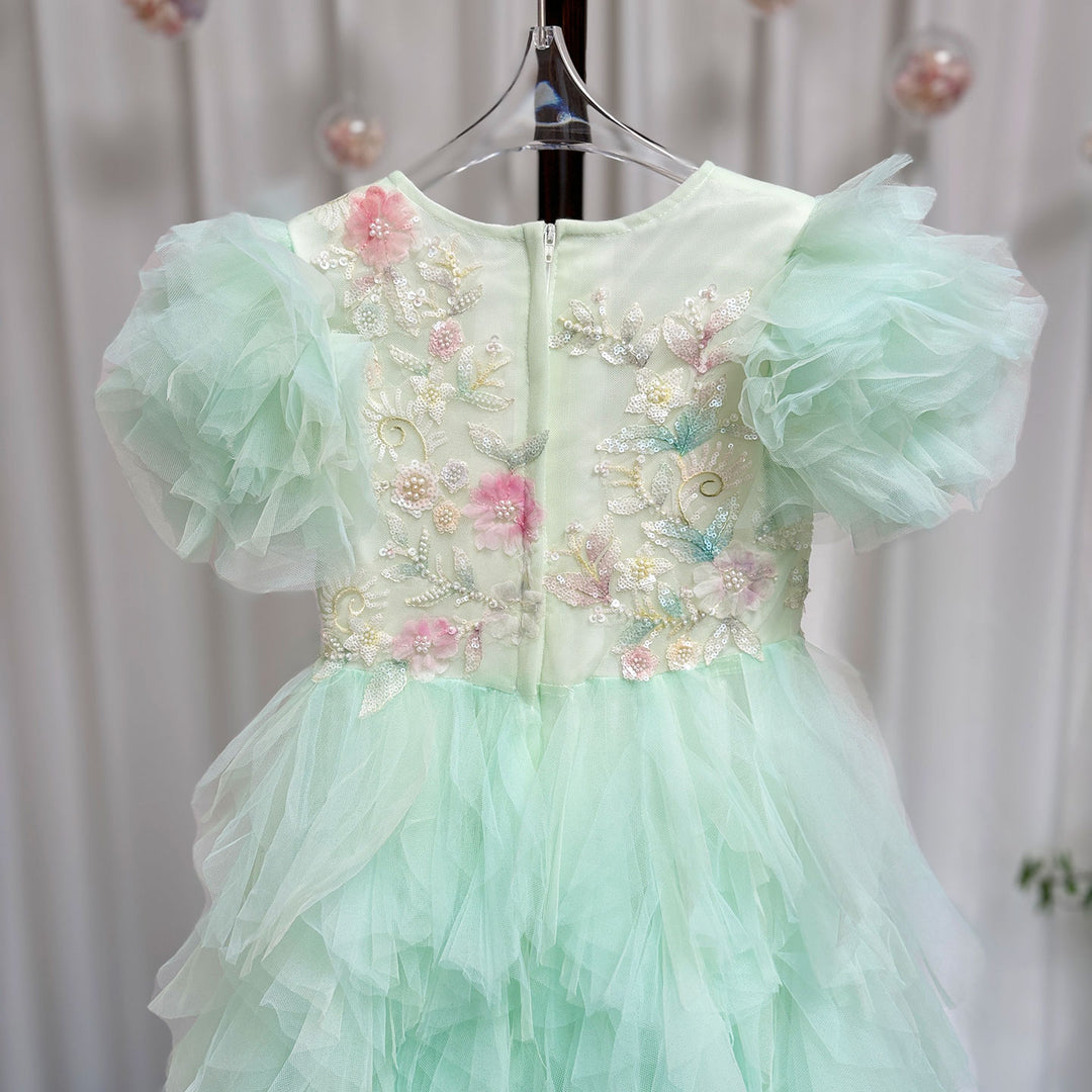 Elegant Sage Green Flower Girl Dress Arabic Princess Kids Wedding Birthday Party Gowns Vestidos de Novia J077 Green / Child-10 Elegant Sage Green Flower Girl Dress Arabic Princess Kids Wedding Birthday Party Gowns Vestidos de Novia J077 Green / Child-10
