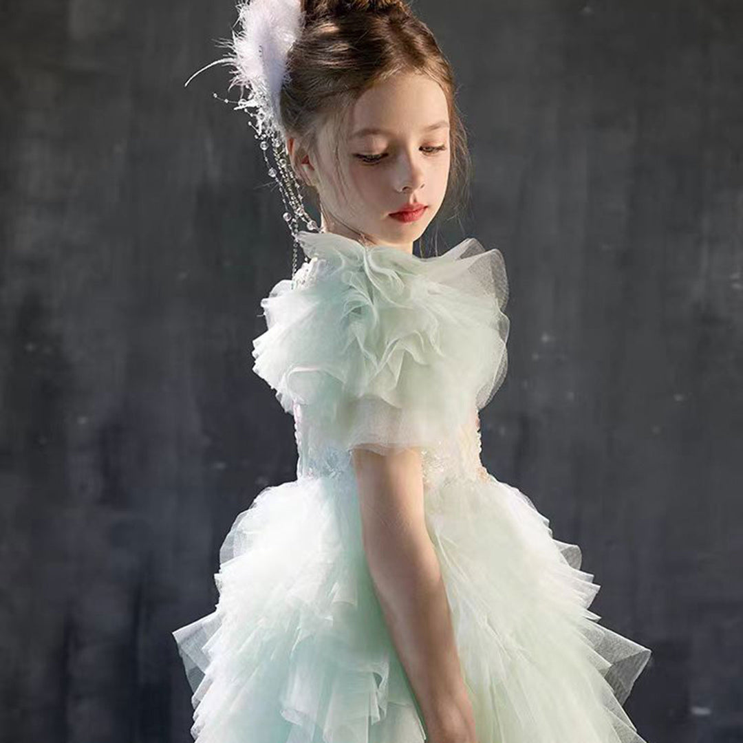 Elegant Sage Green Flower Girl Dress Arabic Princess Kids Wedding Birthday Party Gowns Vestidos de Novia J077 Green / Child-10 Elegant Sage Green Flower Girl Dress Arabic Princess Kids Wedding Birthday Party Gowns Vestidos de Novia J077 Green / Child-10