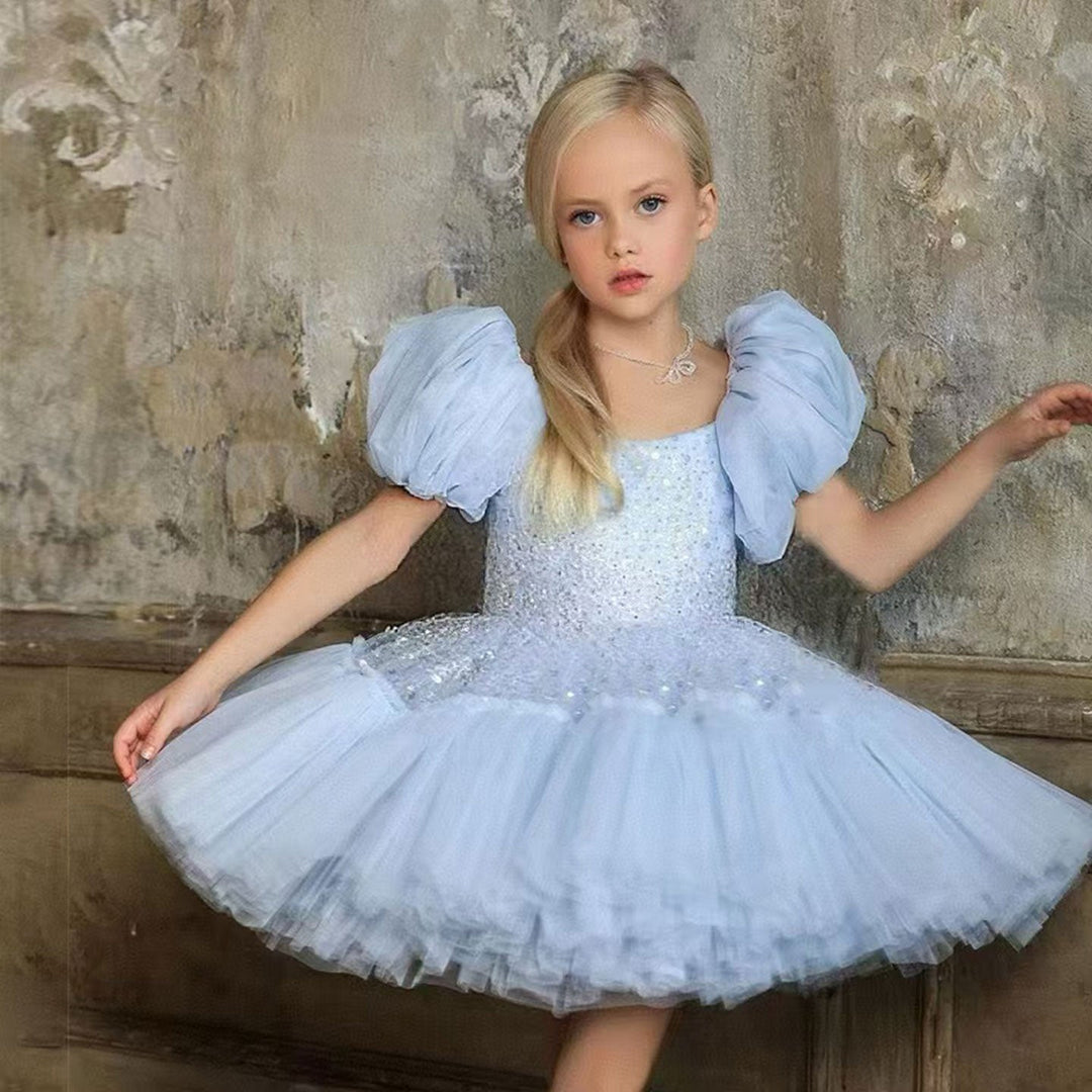 Elegant Sequins Christmas Puffy Sleeve Girl Holiday Party Dress J272 DreamyVow Elegant Sequins Christmas Puffy Sleeve Girl Holiday Party Dress J272 DreamyVow