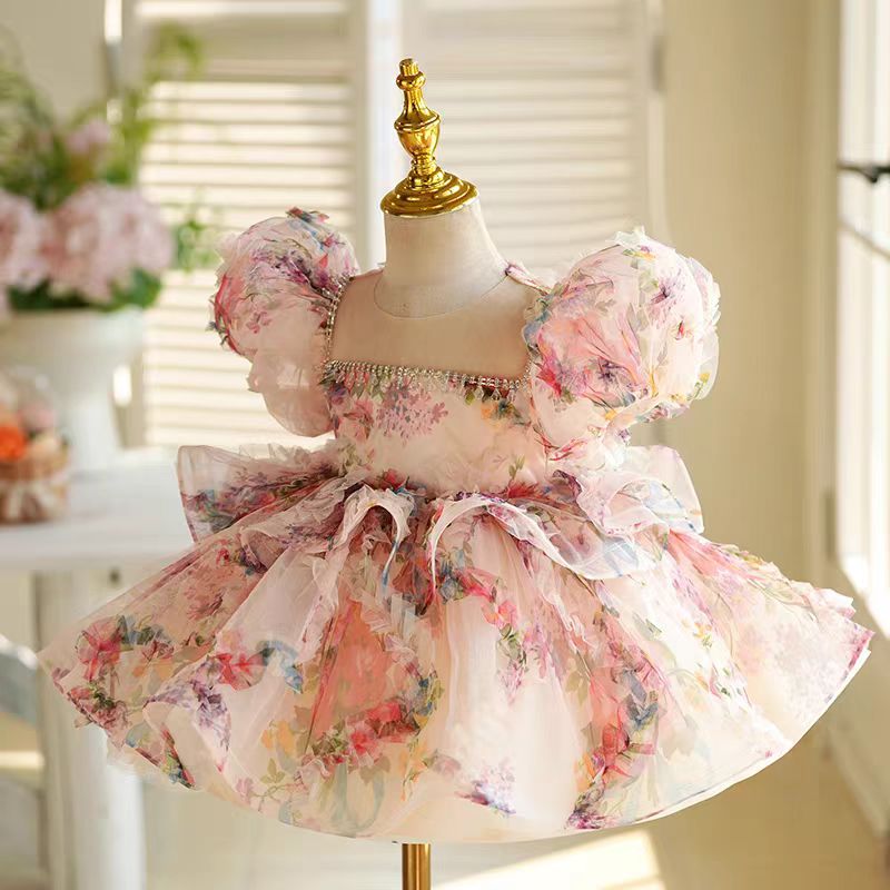 Floral Girl Princess Dress Knee Length Toddler 1st Birthday J410 Picture Color / Child-14 Floral Girl Princess Dress Knee Length Toddler 1st Birthday J410 Picture Color / Child-14