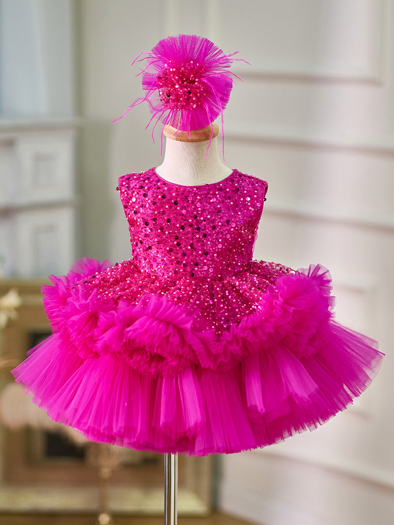 fuchsia birthday dress Baby Beading Lace Knee Length Girl J049, Fuchsia / child-14 COLOR:Blue Green Small 90s Cache Red hole detail in back womens cocktail dresses