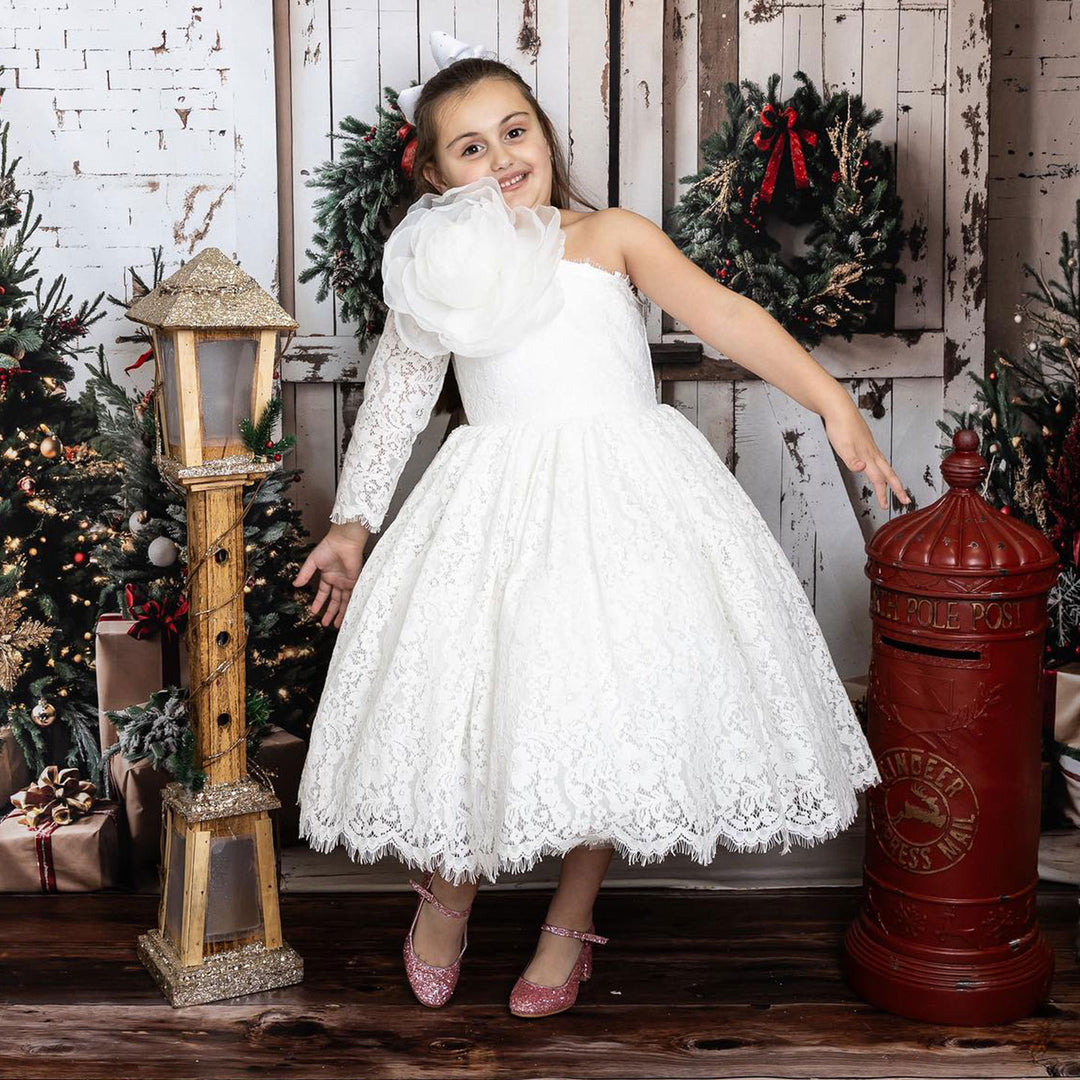 Lilac Girl Dress One Shoulder Flowers Champagne Princess Ball Gown J15 DreamyVow Lilac Girl Dress One Shoulder Flowers Champagne Princess Ball Gown J15 DreamyVow