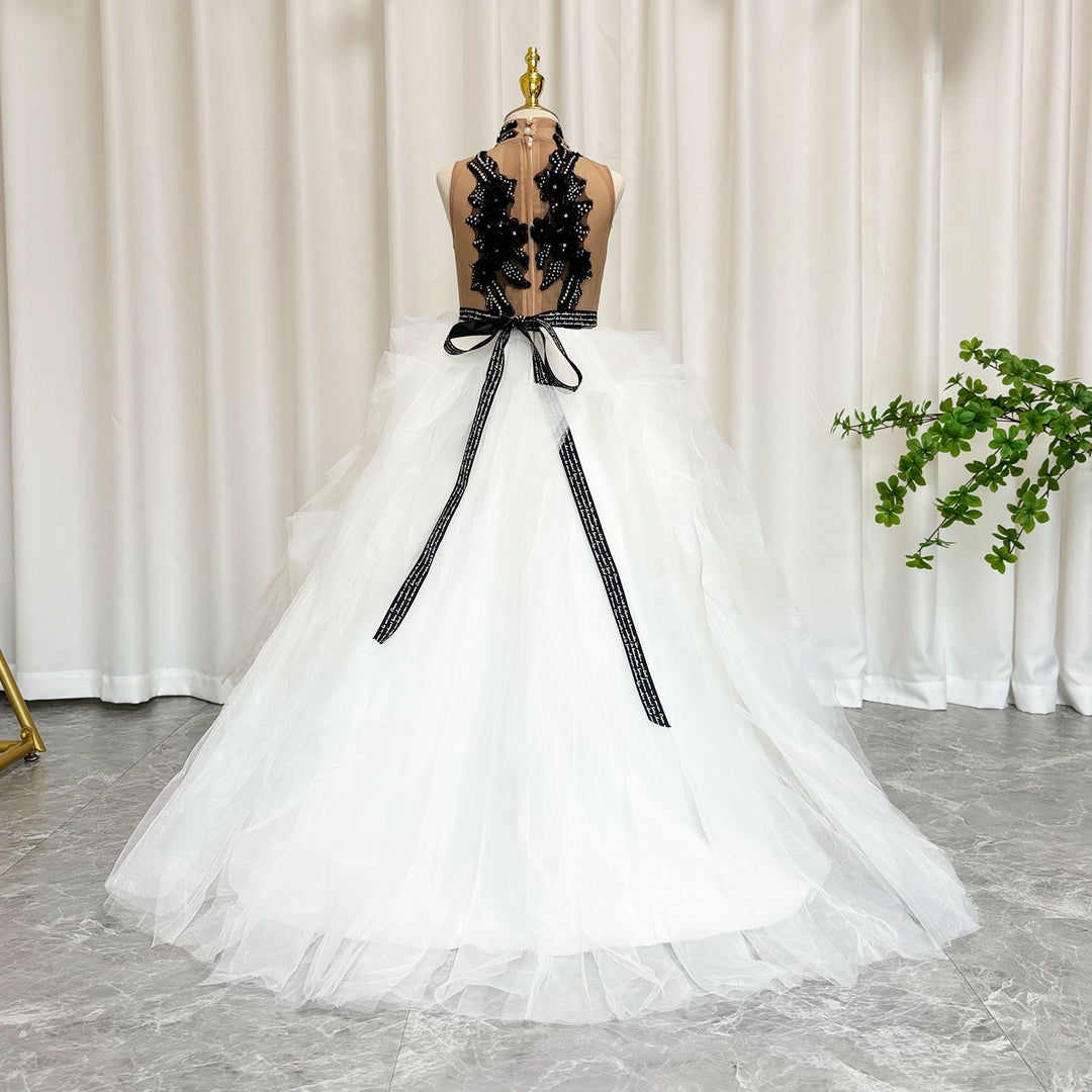 Luxury Black-White Girl Bridesmaides Dresses J189 Black-White / child-14 Luxury Black-White Girl Bridesmaides Dresses J189 Black-White / child-14