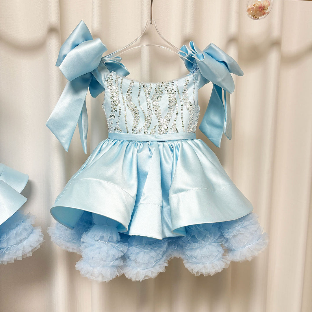 Luxury Elegant Pink Flower Girl Dress Bow Sequined J148 Luxury Elegant Pink Flower Girl Dress Bow Sequined J148