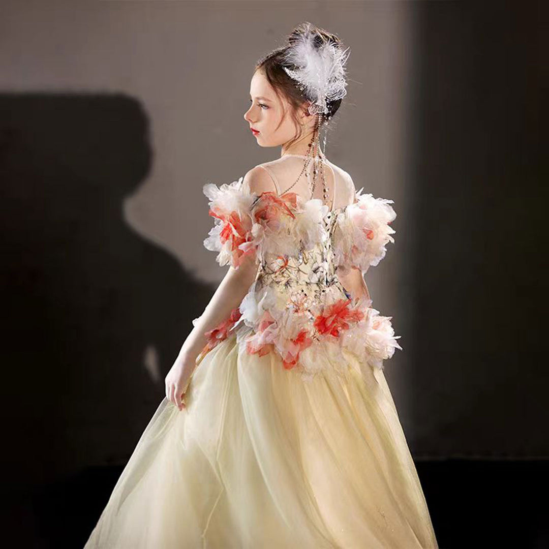 Luxury Embroidery Champagne A-Line Girl Dress J064, Picture Color / child-10